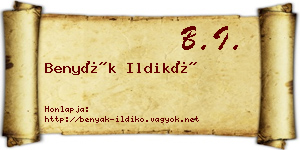 Benyák Ildikó névjegykártya