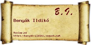 Benyák Ildikó névjegykártya